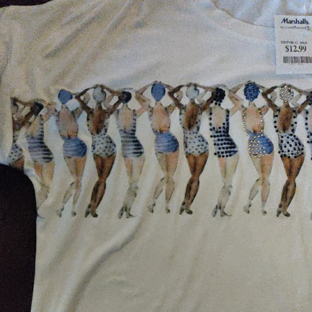 Cyrus White Tee with Blue and Beige Graphic - Picture 6 of 11